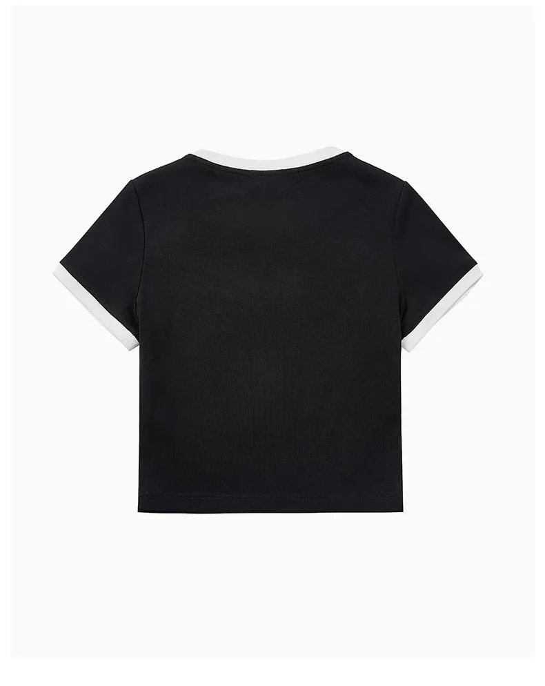 Black Logo Motorcycle Short Style Short-Sleeved T-Shirt