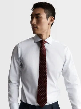 Blue Dash Pinstripe Plain Weave Fitted Single Cuff Cutaway Collar Shirt