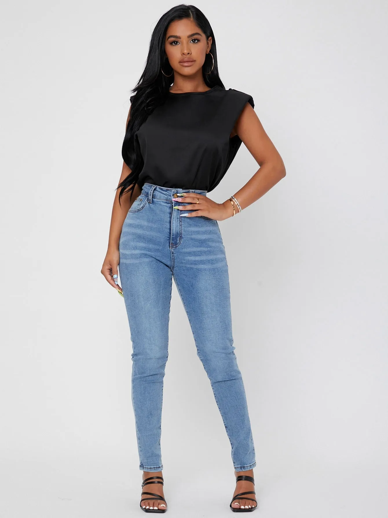 Casual Plain Sleeveless Boat Neck Regular Blouse