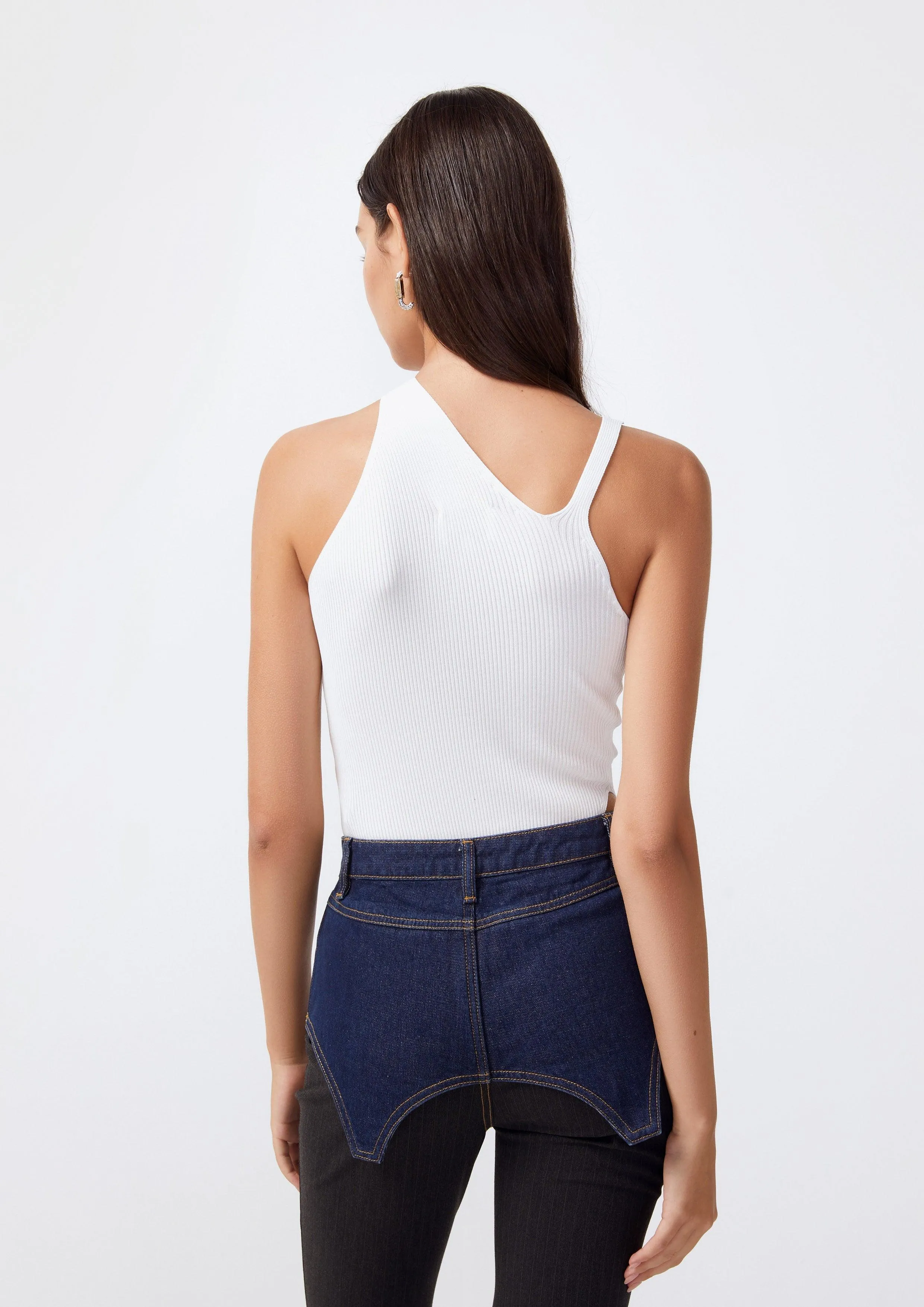 Diana Asymmetric Ribbed Knitted Bodysuit