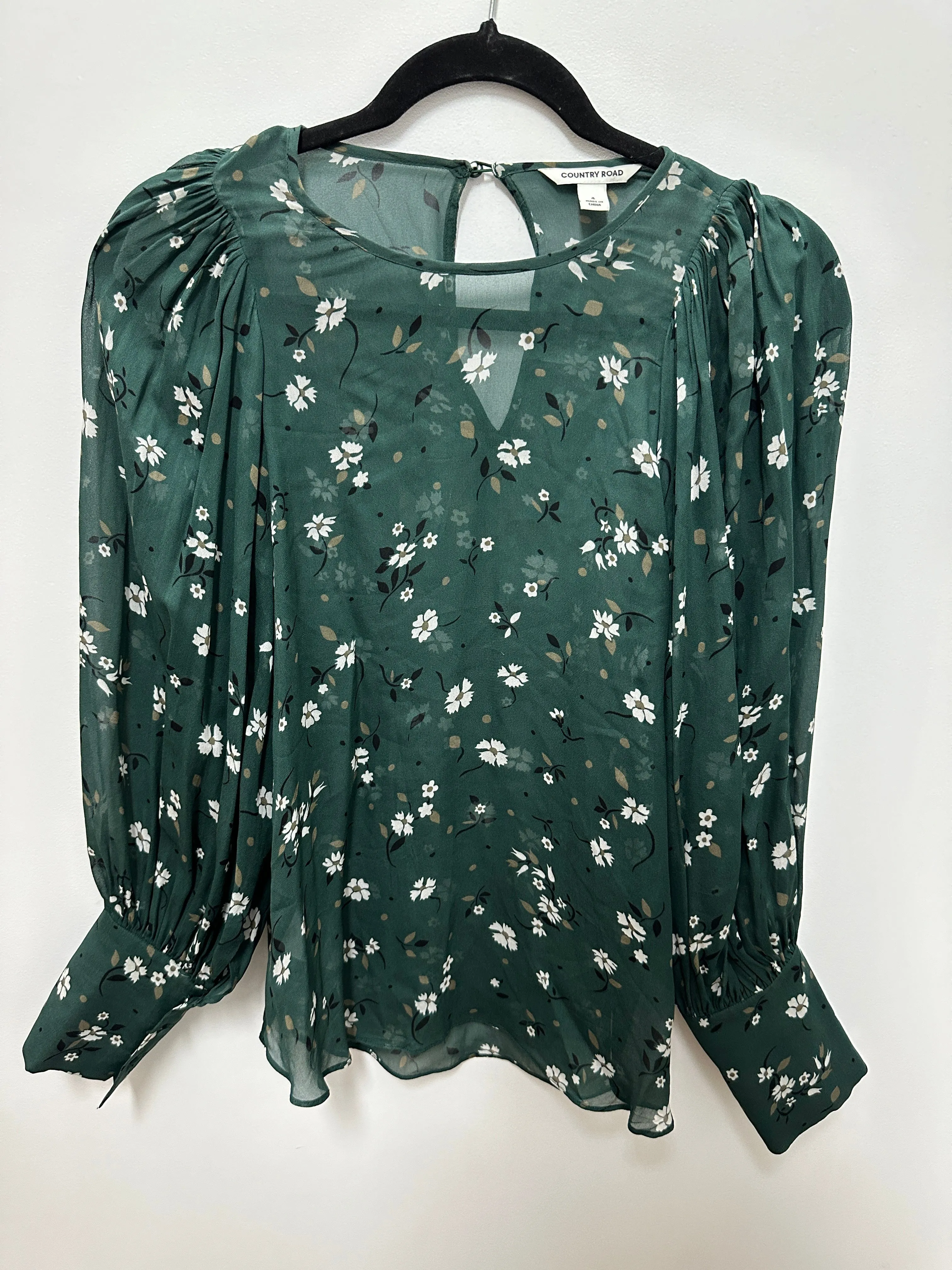 Floral Printed Georgette Blouse in Green