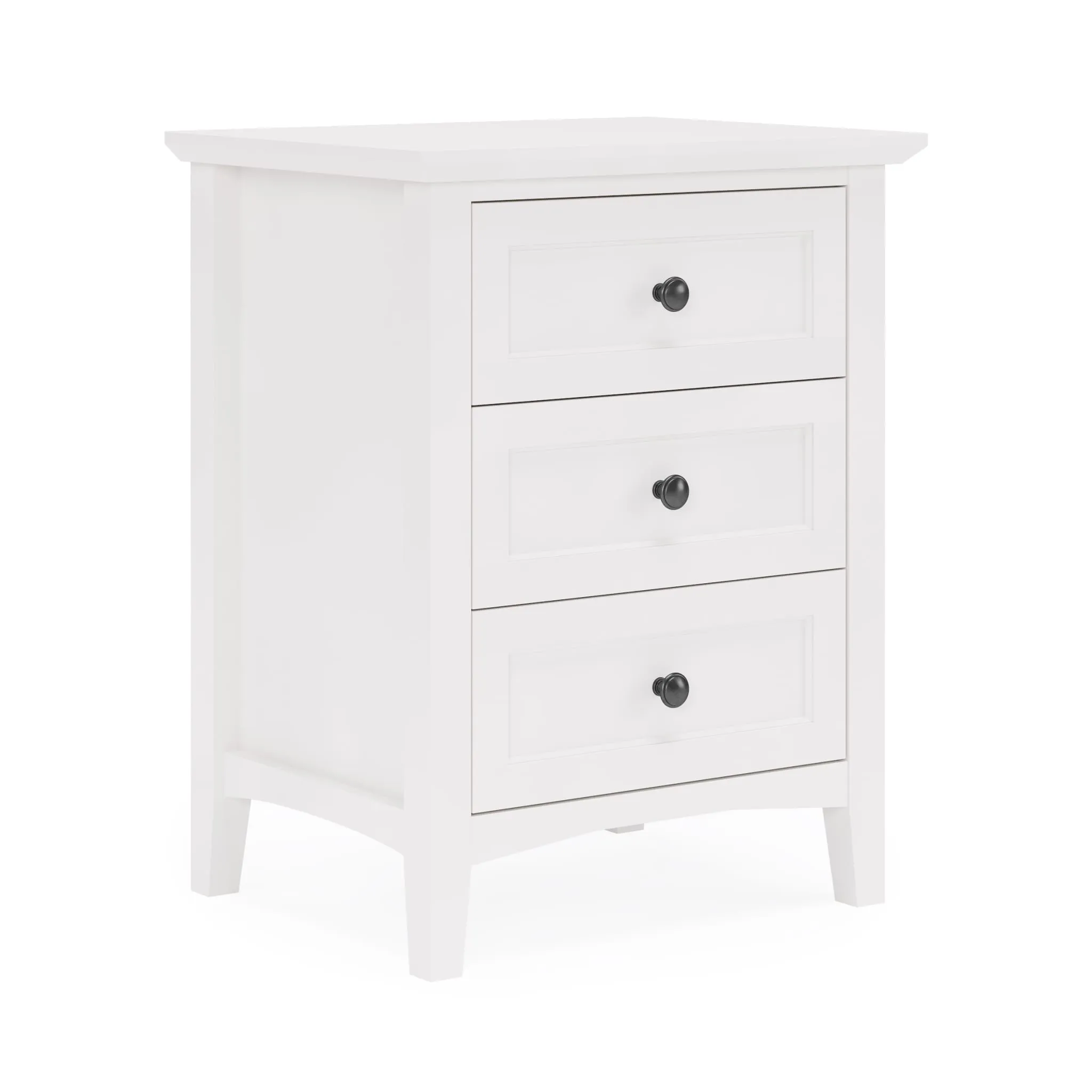 Grace Three Drawer Nightstand in Snowfall White