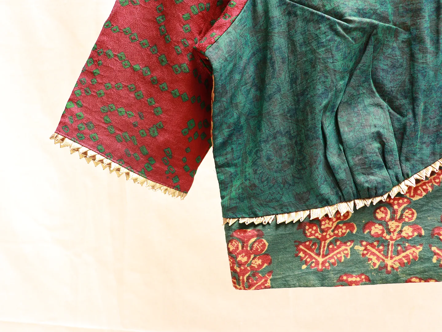 Green Kalamkari cotton blouse