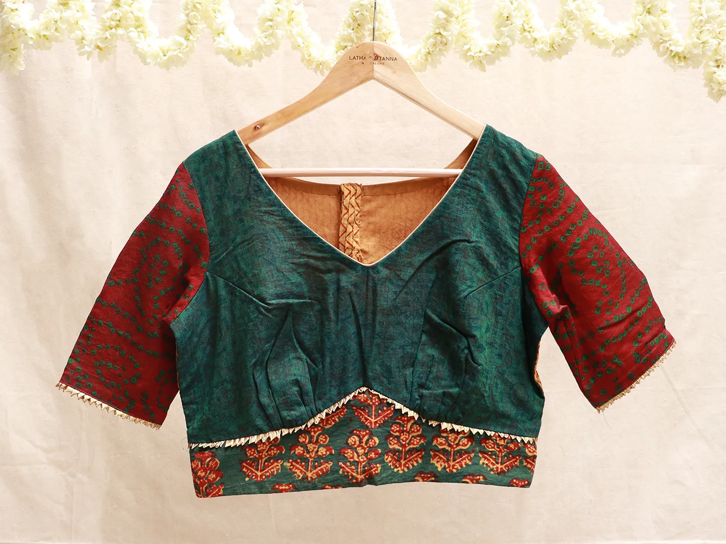 Green Kalamkari cotton blouse