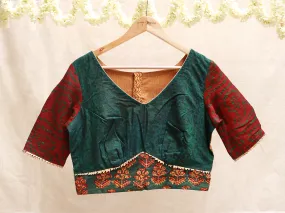 Green Kalamkari cotton blouse