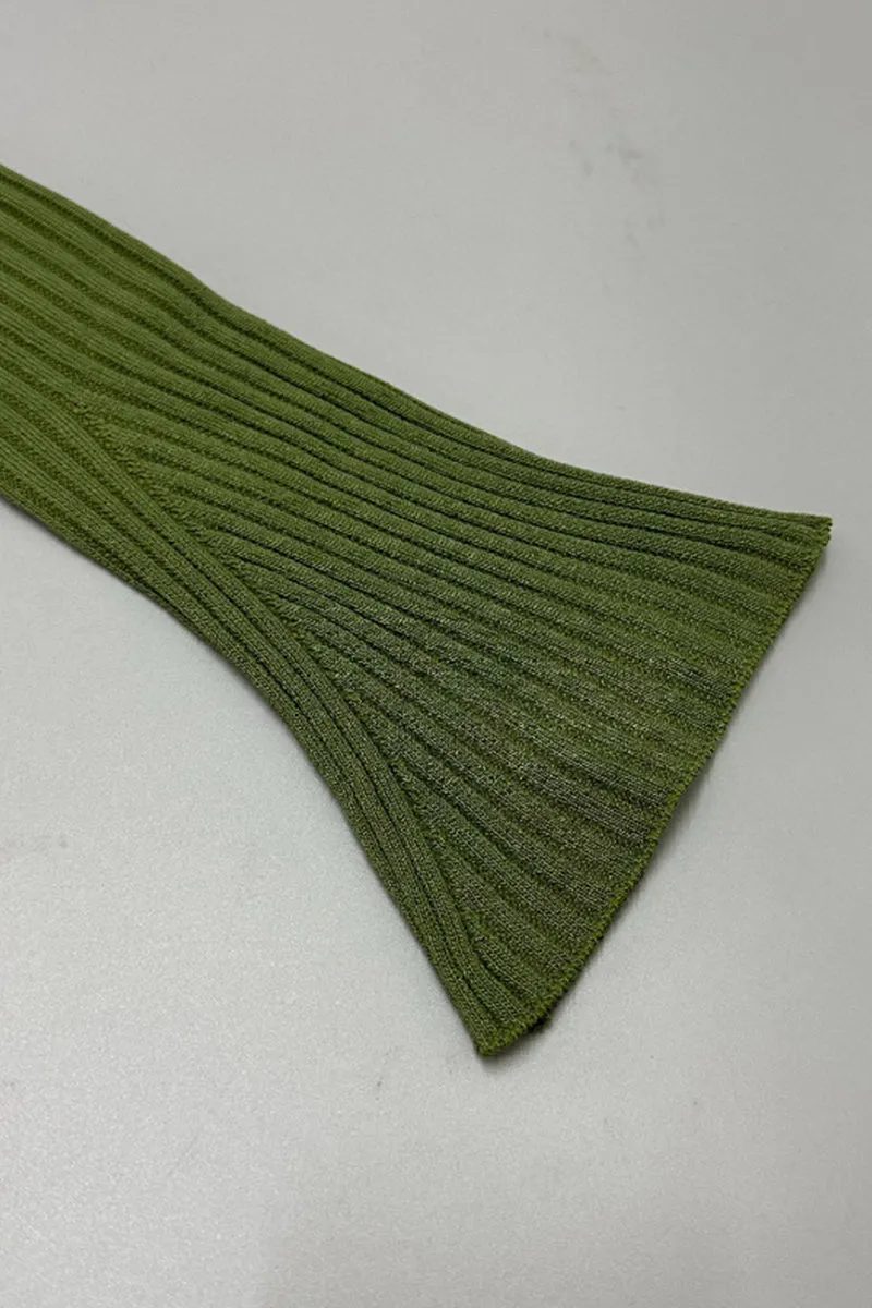 Green Tie Front Knit Crop Cardigan