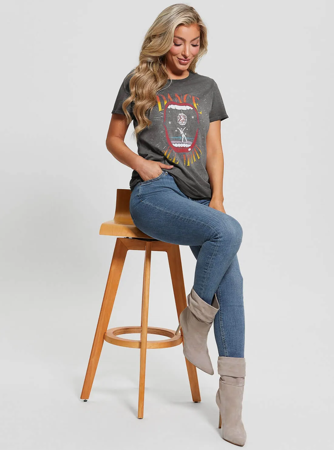 Grey Dance All Night Graphic T-Shirt