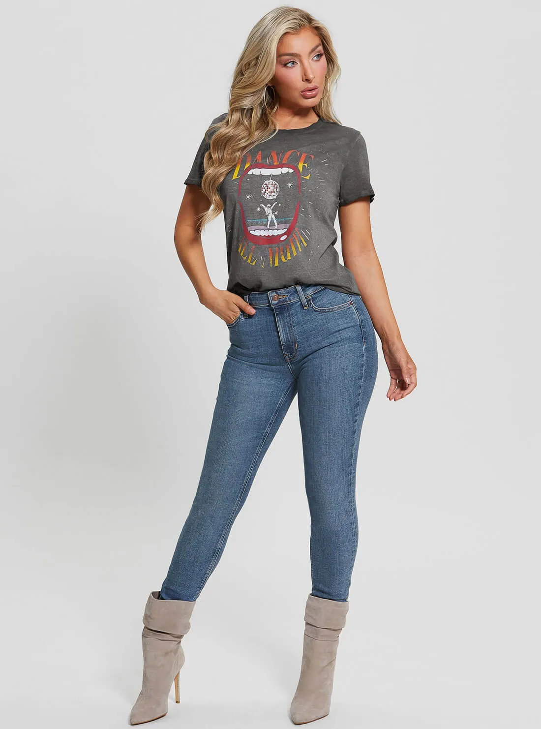 Grey Dance All Night Graphic T-Shirt