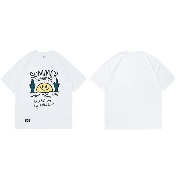 JUSTNOTAG Stick Figure Desert Sunrise Short Sleeve Tees