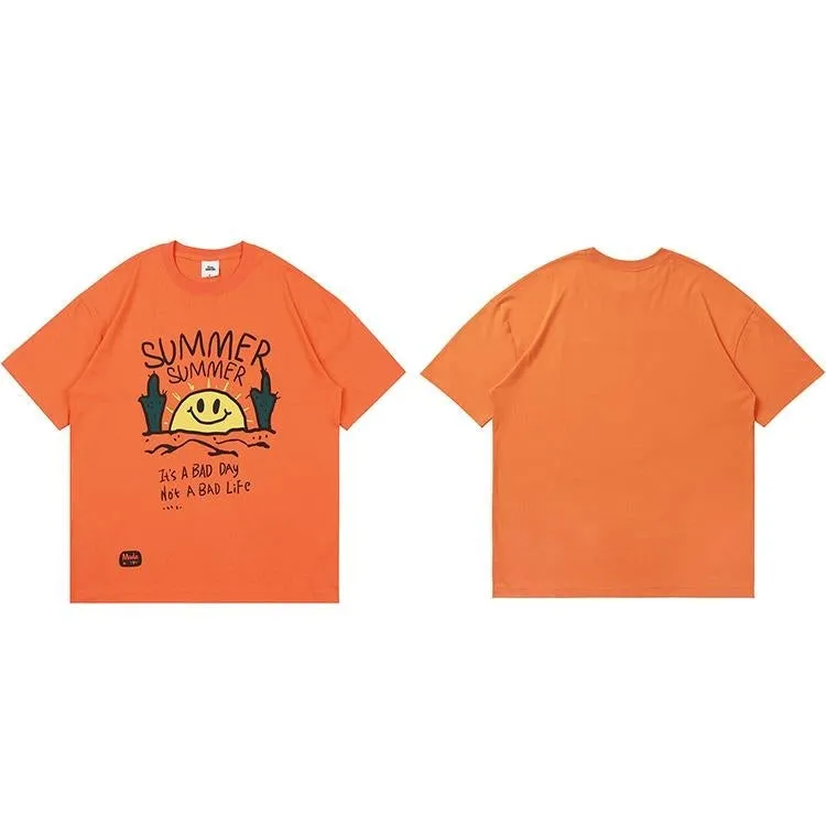 JUSTNOTAG Stick Figure Desert Sunrise Short Sleeve Tees
