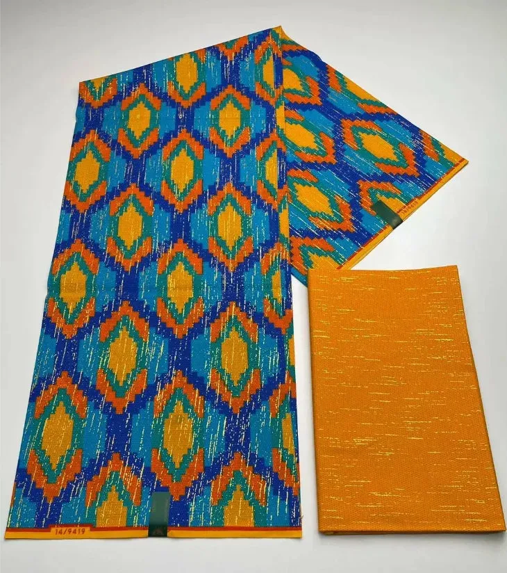 Kente Cotton African Print Wax Fabric 4 2yards Nigeria Ghana Style Sewing Dress Craft DIy