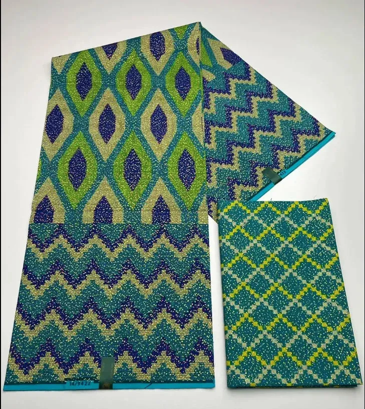 Kente Cotton African Print Wax Fabric 4 2yards Nigeria Ghana Style Sewing Dress Craft DIy