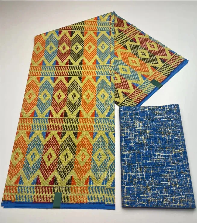 Kente Cotton African Print Wax Fabric 4 2yards Nigeria Ghana Style Sewing Dress Craft DIy
