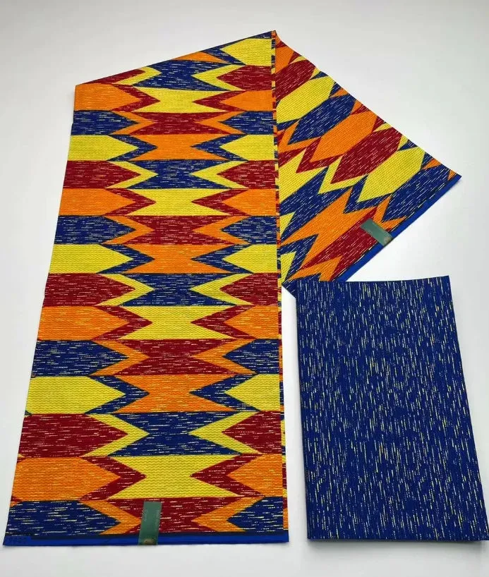 Kente Cotton African Print Wax Fabric 4 2yards Nigeria Ghana Style Sewing Dress Craft DIy