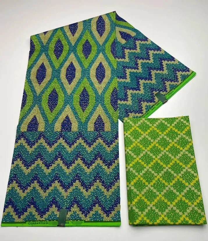 Kente Cotton African Print Wax Fabric 4 2yards Nigeria Ghana Style Sewing Dress Craft DIy