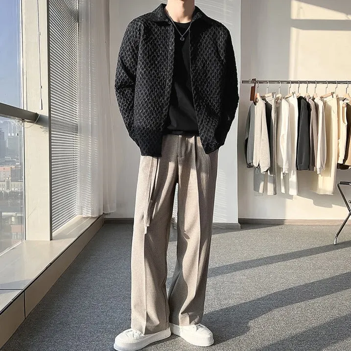 [Korean Style] Black/White Plaid Shirt Jacket