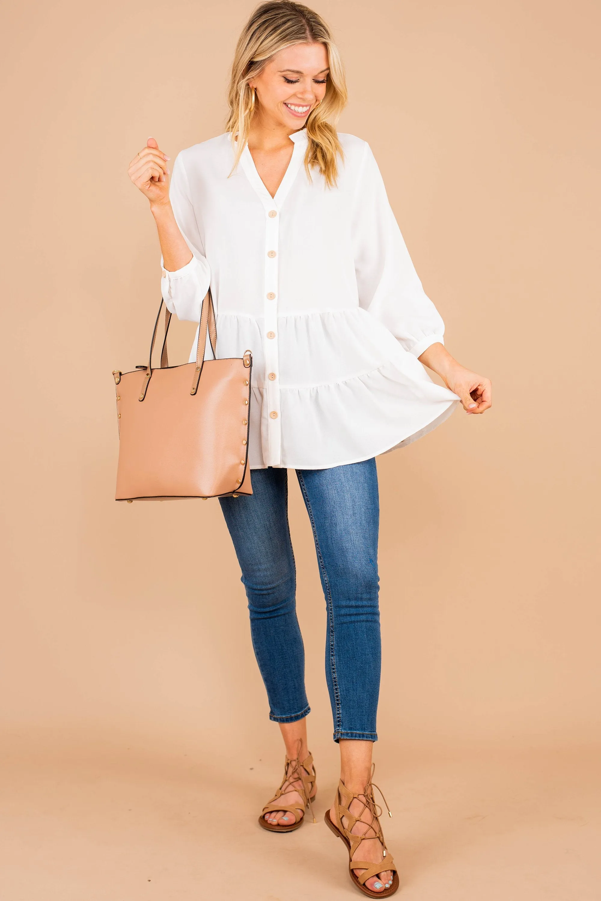 Message Received Off White Tiered Top