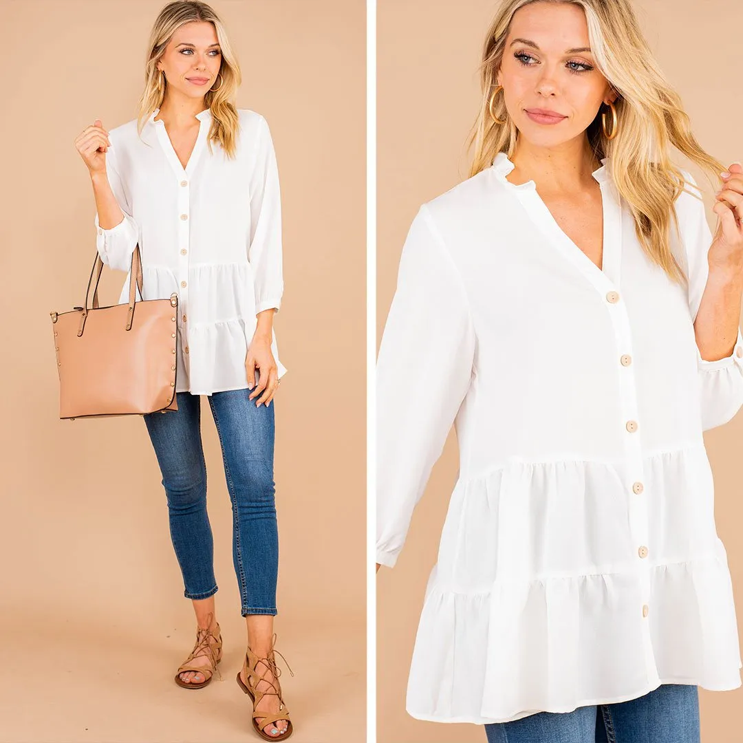 Message Received Off White Tiered Top