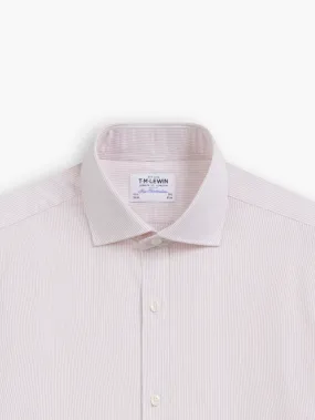 Pink Dash Pinstripe Plain Weave Fitted Single Cuff Cutaway Collar Shirt