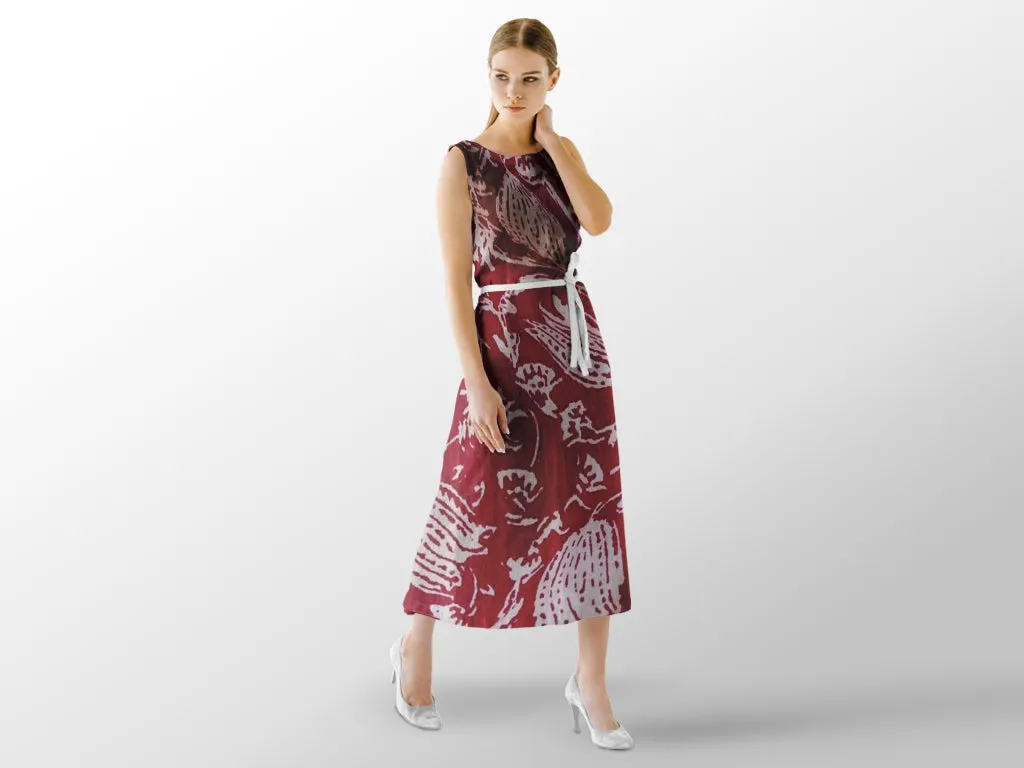 Red Lotus Design Pure Cotton Fabric