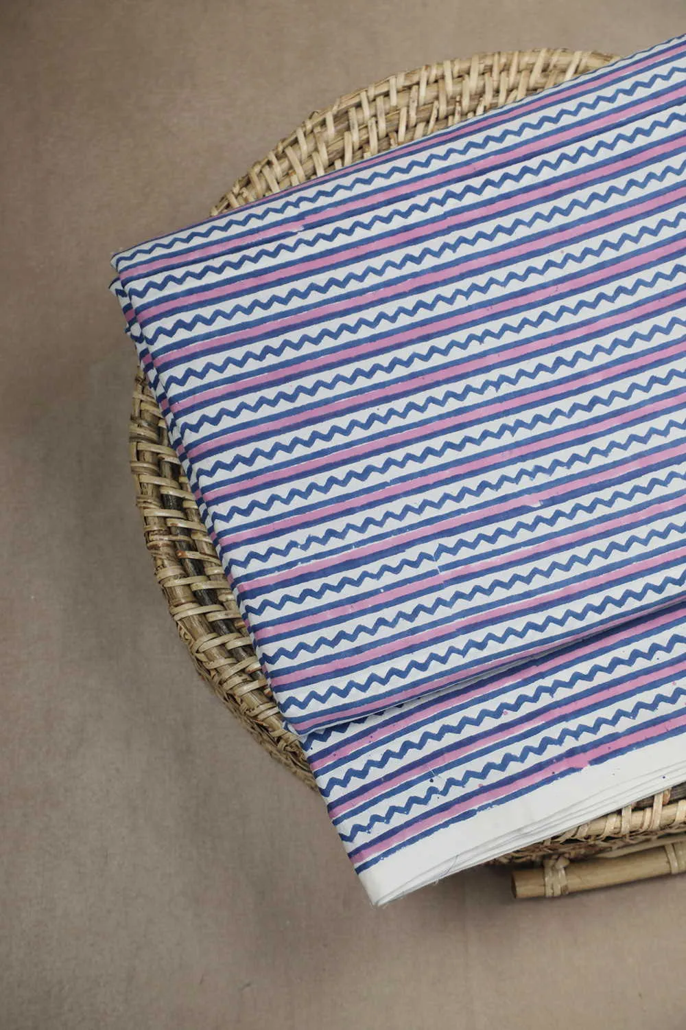Stripe Pattern Sanganeri Cotton Fabric - 0.85m