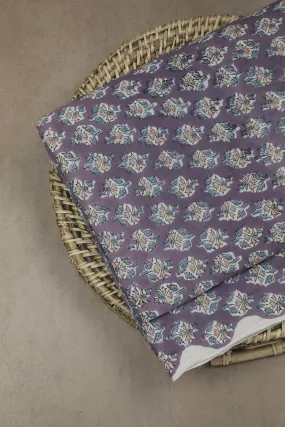 Tiny Butta's on Purple Sanganeri Cotton Fabric - 1.7m